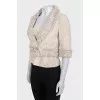 Tweed suit with a T-shirt and jacket
