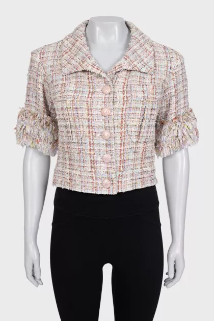 Cropped jacket with decorated sleeves