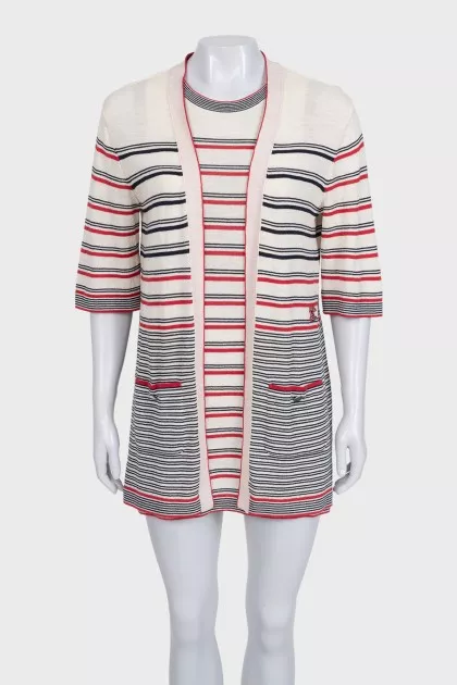 Striped dress with a cardigan