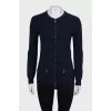 Blue straight-cut cardigan