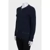 Blue straight-cut cardigan