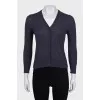 Purple fitted cashmere cardigan