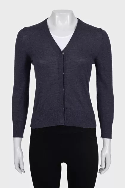 Purple fitted cashmere cardigan