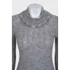 Gray alpaca jumper with rhinestones