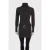 Brown cashmere sweater with a belt