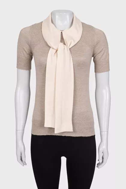 Cashmere and silk tie-up T-shirt