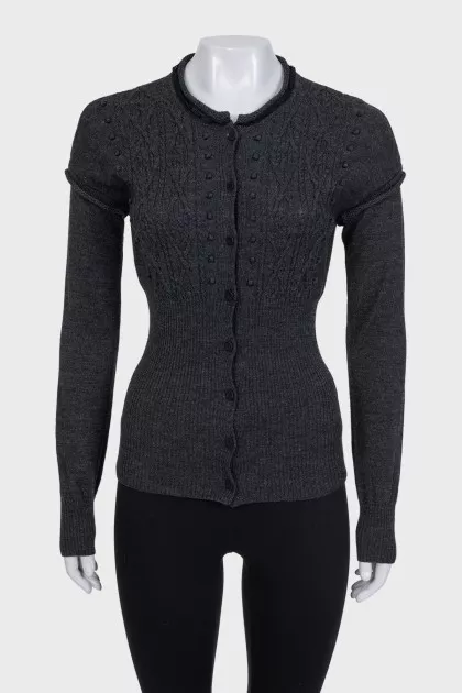 Fitted cardigan in gray