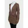 Brown knitted cardigan with pockets