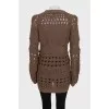 Brown knitted cardigan with pockets