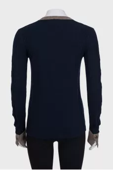 Pullover with contrasting buttoned cuffs