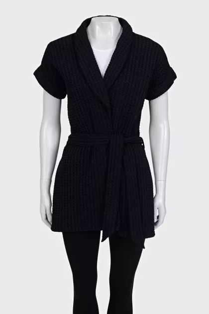 Black short sleeve cardigan