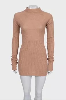 Fitted dress made of mohair and silk