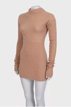 Fitted dress made of mohair and silk