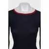 Fitted long sleeve cashmere and silk top