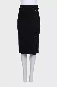 Black midi skirt with gold hardware