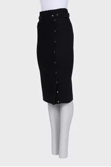 Black midi skirt with gold hardware