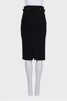 Black midi skirt with gold hardware