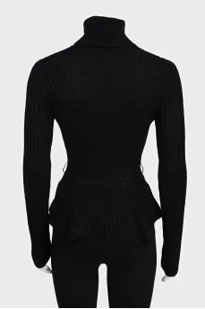 Чорний приталений гольф із вовни