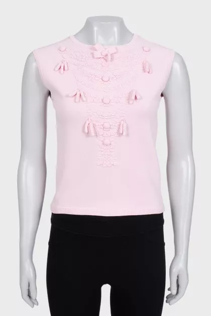Pink top decorated with stripes