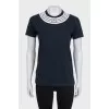 Black T-shirt with crystals and rhinestones