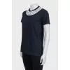 Black T-shirt with crystals and rhinestones