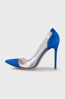 Suede shoes with a transparent insert
