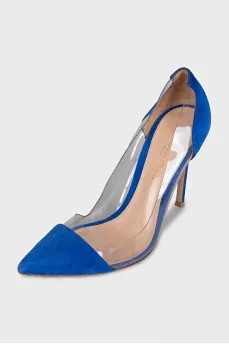 Suede shoes with a transparent insert