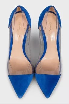 Suede shoes with a transparent insert