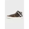 Men's suede and fabric boots with a print