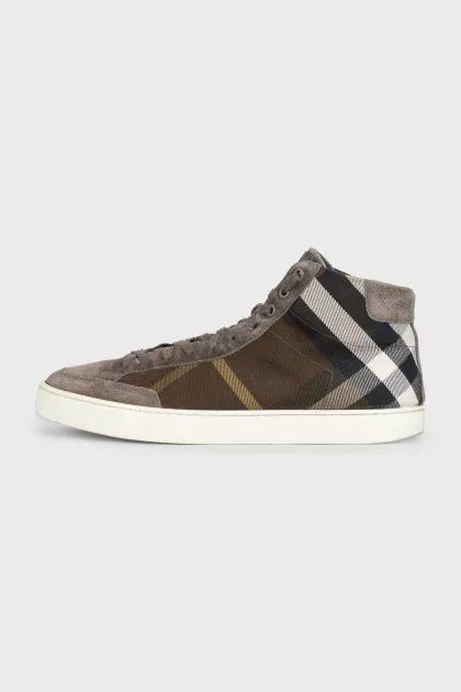 Men's suede and fabric boots with a print