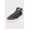 Men's suede and fabric boots with a print