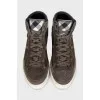 Men's suede and fabric boots with a print