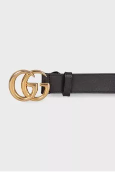 Brown leather belt GG Marmont