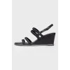 Wicker sandals on a wedge