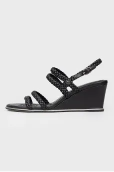Wicker sandals on a wedge