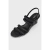 Wicker sandals on a wedge