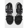 Wicker sandals on a wedge