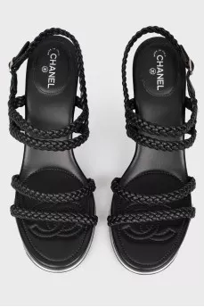Wicker sandals on a wedge