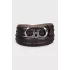 Men's leather belt with braiding
