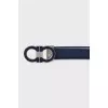 Men's Double-sided Leather Belt with Blue Buckle
