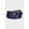 Men's Double-sided Leather Belt with Blue Buckle