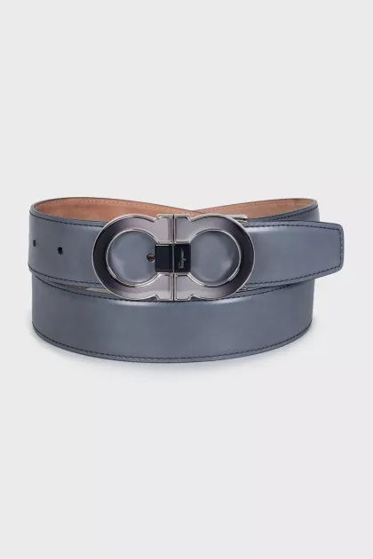 Men's reversible belt with silver buckle
