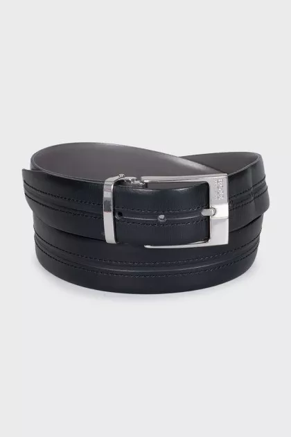 Men's reversible belt with rectangular buckle