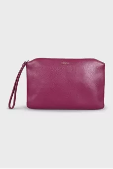 Purple leather cosmetic bag