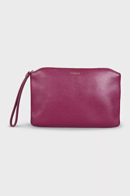 Purple leather cosmetic bag