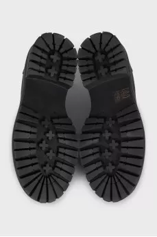 Black leather round toe loafers