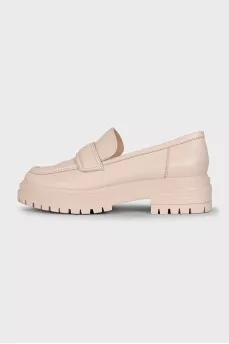 Beige round toe loafers