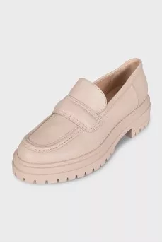 Beige round toe loafers