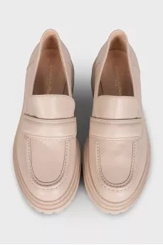 Beige round toe loafers