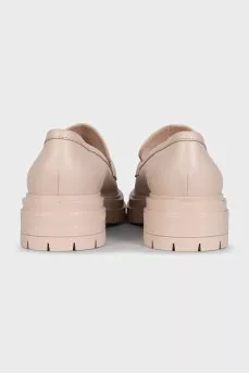 Beige round toe loafers